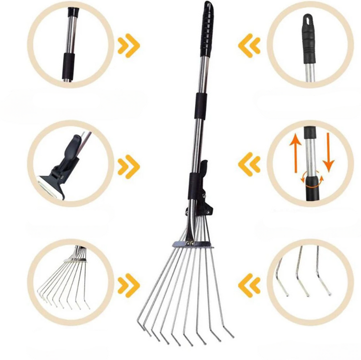 Adjustable Leaf Rake for Effortless Yard Cleanup and Garden Care 15074995667270-1