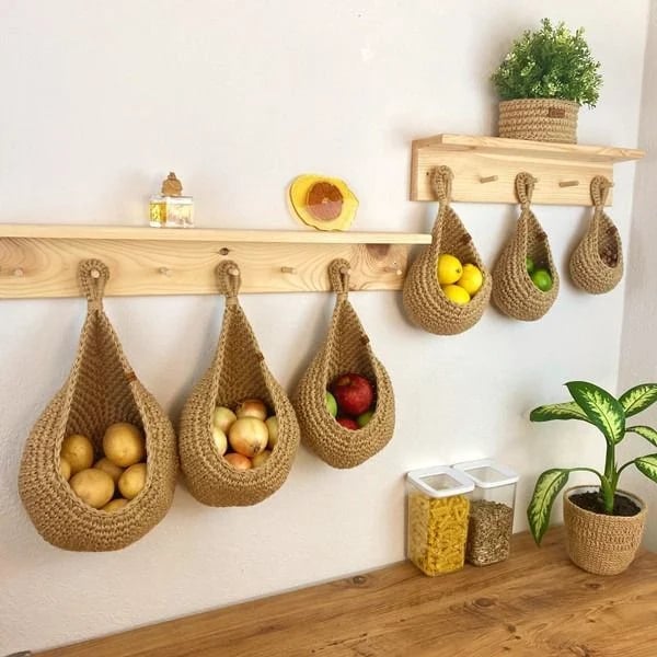 Woven Hanging Storage Baskets Organize Kitchen Bathroom Pantry With Style 14980375511366-1
