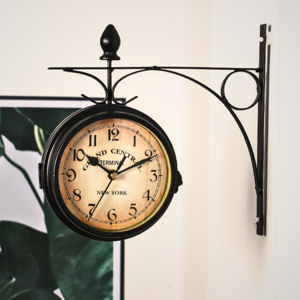 Elevon Retroclock — Vintage Double-Sided Wall Clock With Iron Bracket 11647633424652-1