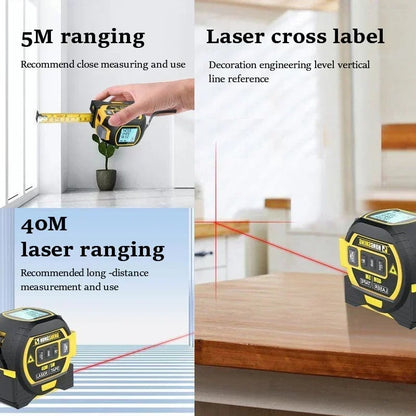 Infrared Laser Measuring Tape Digital Ruler Crossline Backlit Memory Range 8503694295342-1