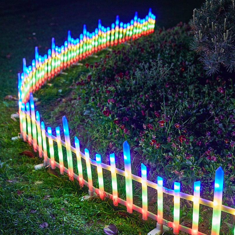 5 Pack Wave-Shaped Solar LED Lighted Garden Fence 9582323859758-1