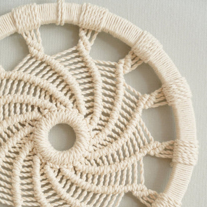 Nordic Style Circular Hand-Woven Wall Tapestry With Leaf Pattern 14815614796102-1