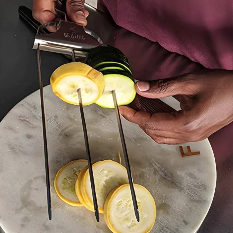 Stainless Steel Triple Skewer Set For Perfect Grilling Barbecue Cooking 14975529288006-1