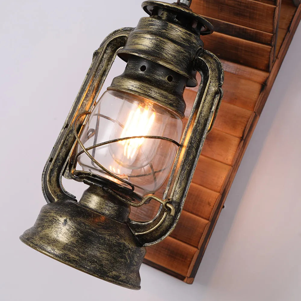Vintage Wood Wall Lamp – Rustic Sconce with Metal and Glass Design 10175970378067-1