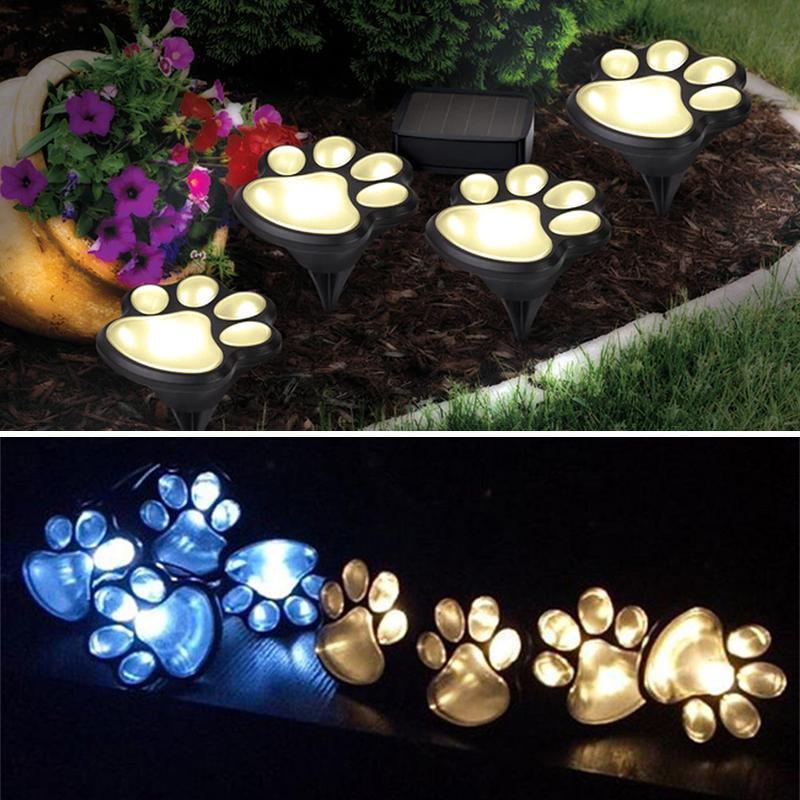 Solar-Powered Paw Print Lights Garden Lantern 6851966632036-1