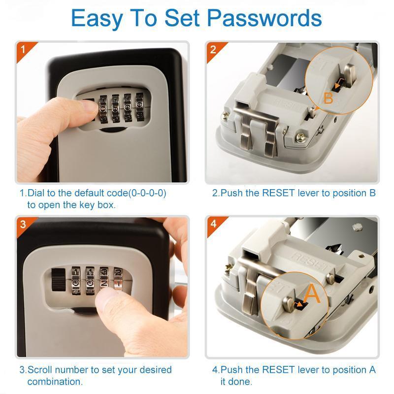 Wall Mounted Key Lock Box With 4 Digit Combination Code 6852112187492-1