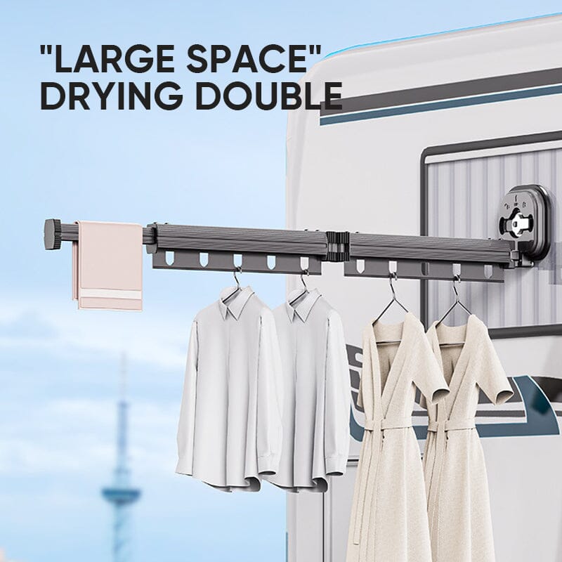 Wall-Mounted Foldable Clothes Drying Rack With Suction Cup 7252147306596-1
