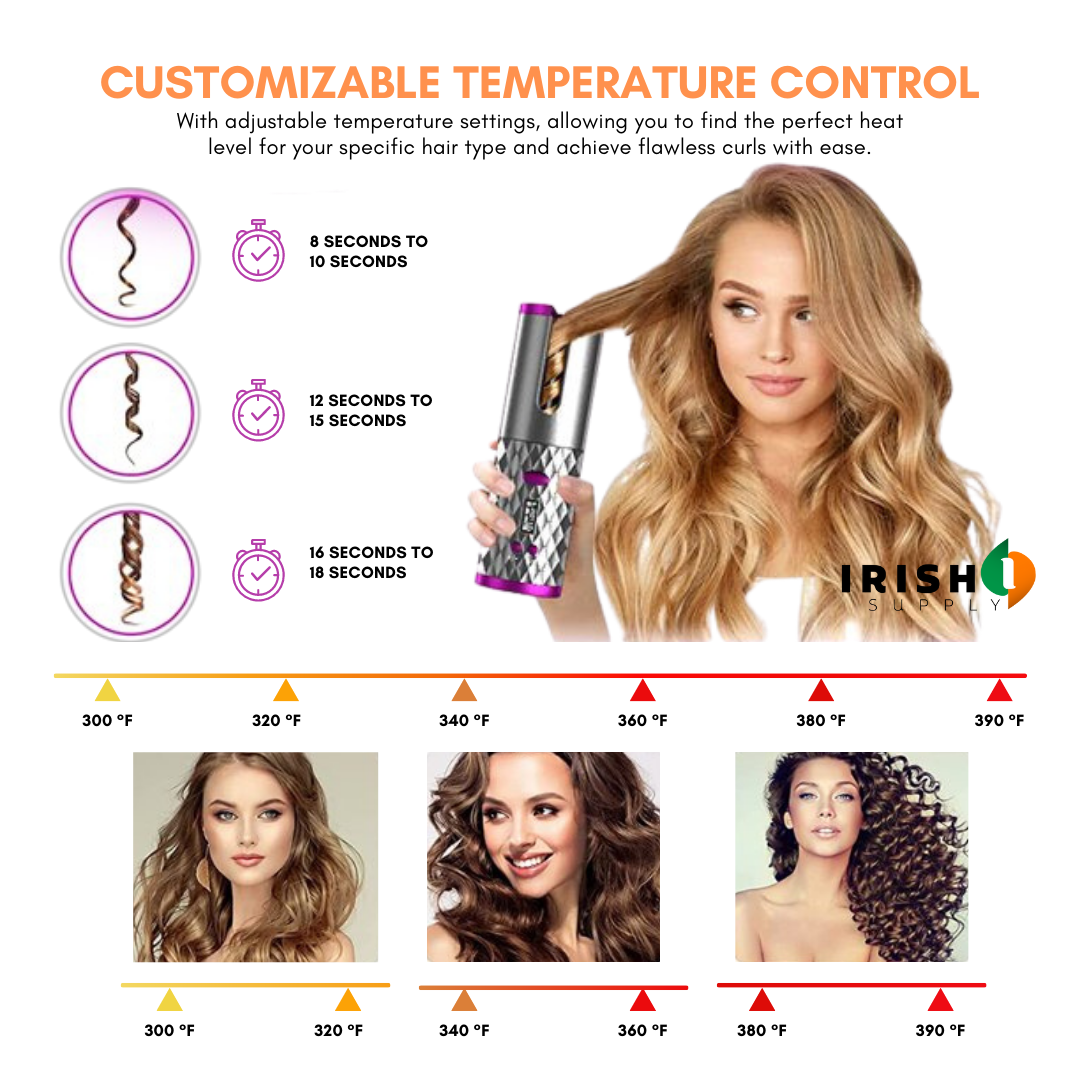 Cordless Automatic Rotating Hair Curler with Adjustable Heat 7931597816091-1