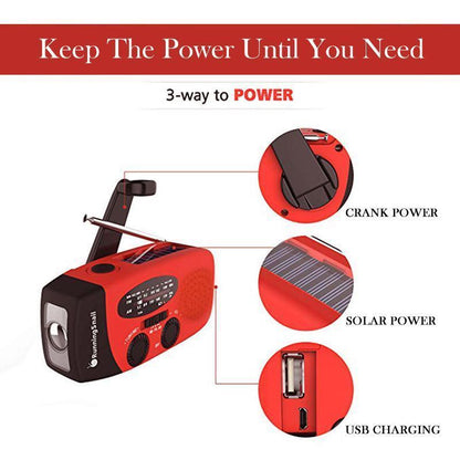 Solar Hand-cranked Radio with LED Flashlight 6851967287396-1