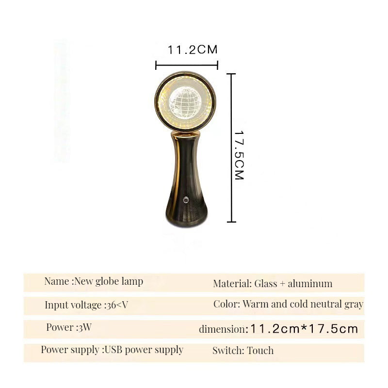 3D Crystal Globe Rotating Night Light RGB Charging Modern Simple Projection Atmosphere Light 9687195189550-1