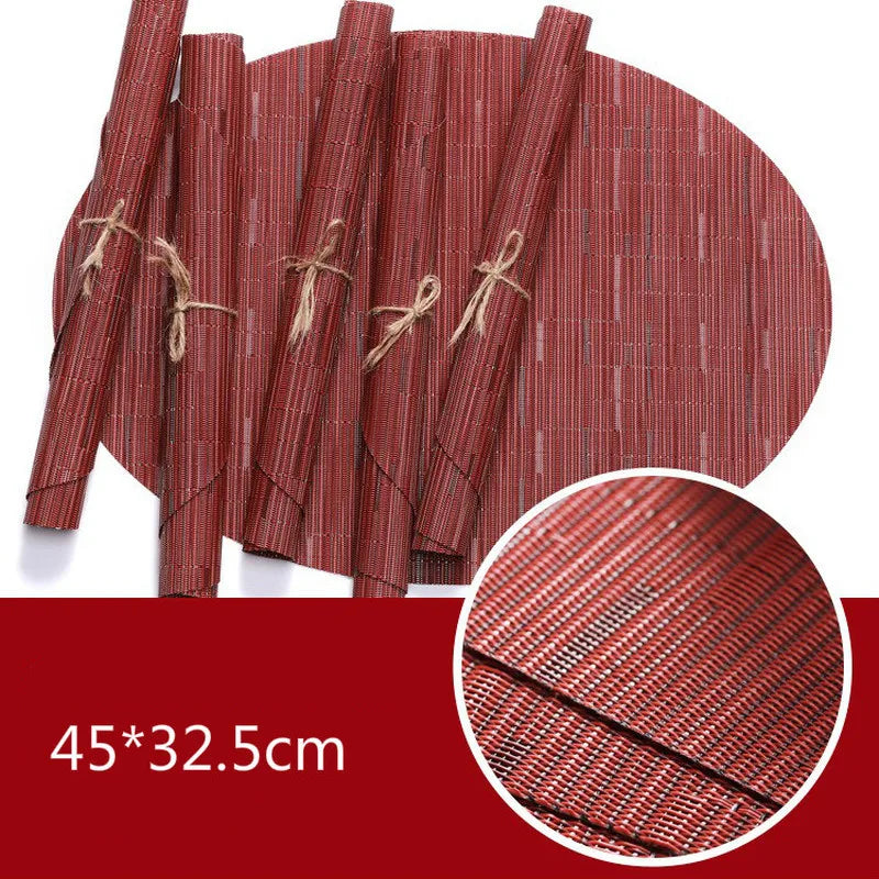 Eco-Friendly Bamboo Oval Table Placemats Heat-Resistant Washable Dining Mats 14815677579590-1
