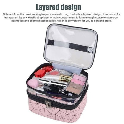 Double Layer Transparent Cosmetic Makeup Bag With Zipper Travel Organizer 8512797475118-1