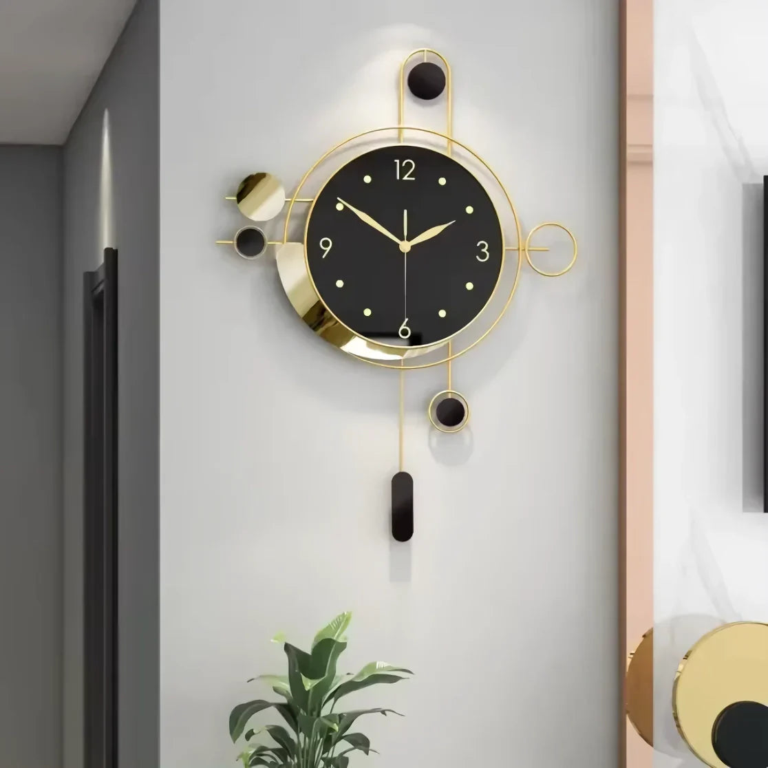 Art Deco Gold And Black Wall Clock 14815612698950-1