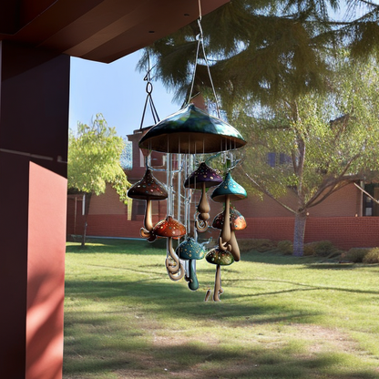 Metal Mushroom Campanula Wind Chime Art For Home Garden 9827326624046-1