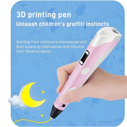 Creative 3D Printing Pen Set with 9 Meter Colorful Filament Bundle