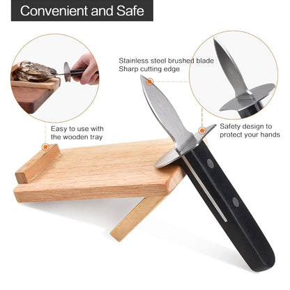 Bowlift Premium Wood Handle Oyster Shell Opener Clamp