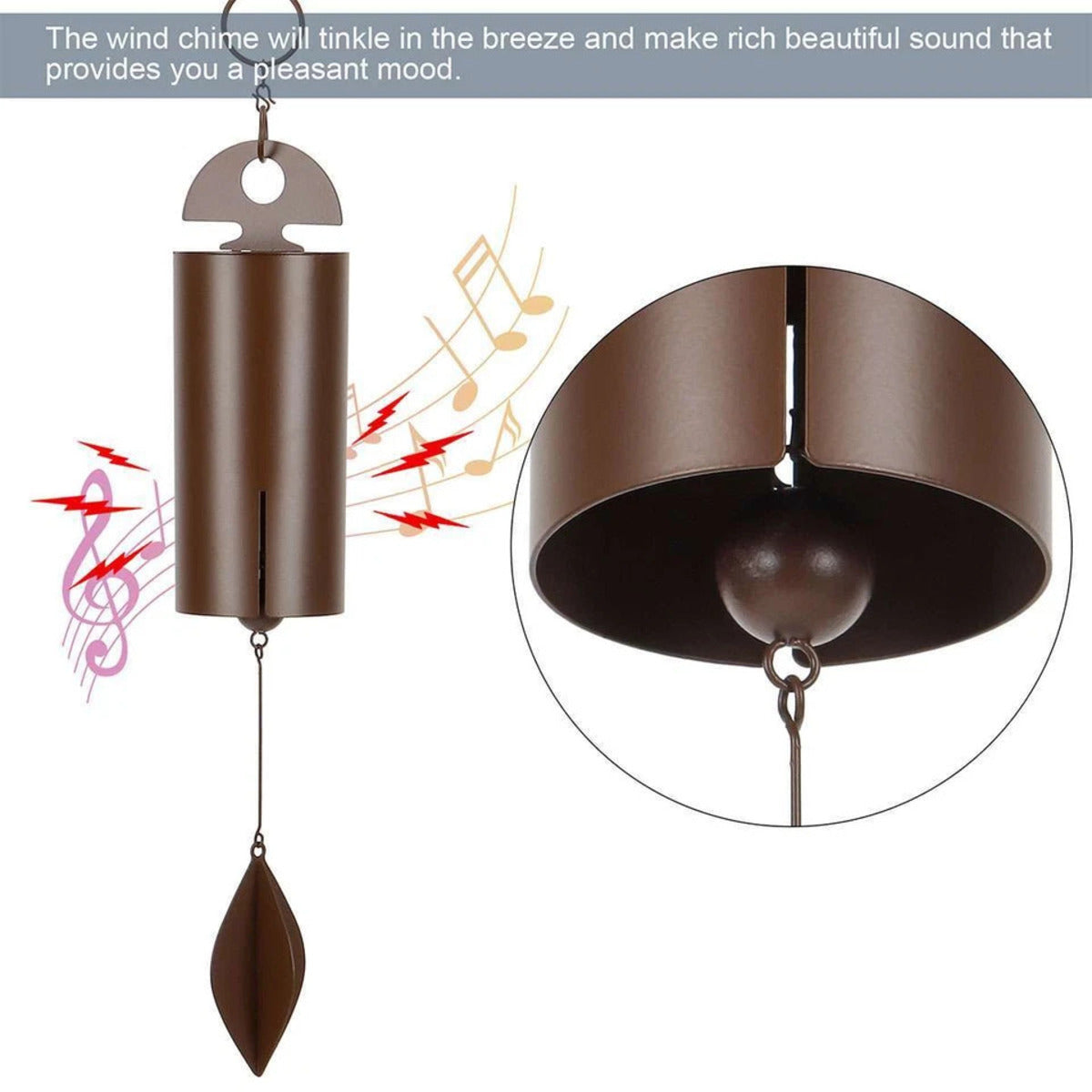 Deep Resonance Serenity Bell - Outdoor Musical Wind Chime and Home Decor (6x6x48cm)