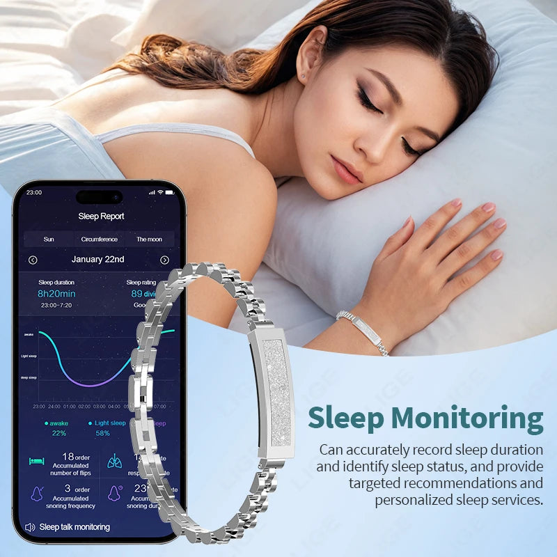 Smart Chain Bracelet for Women – Bluetooth Fitness Tracker with Activity & Wellness Features, Multi-Sport Modes for Android & iOS