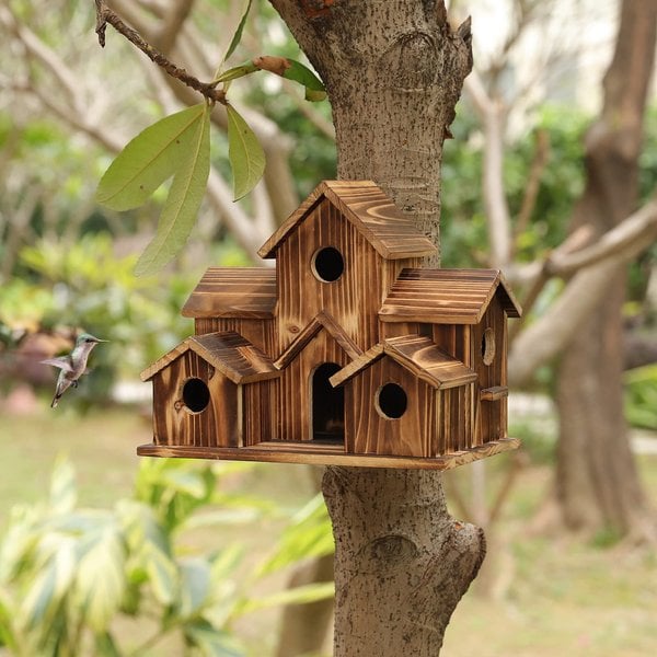6 Hole Handmade Bird House For Nature Lovers 8545340948782-1