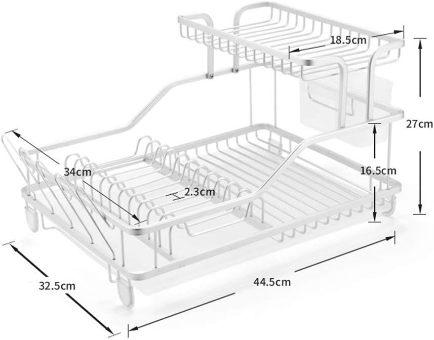 Aluminium Double Tier Dish Drying Rack Drainer Utensil Holder 8650404528285-1