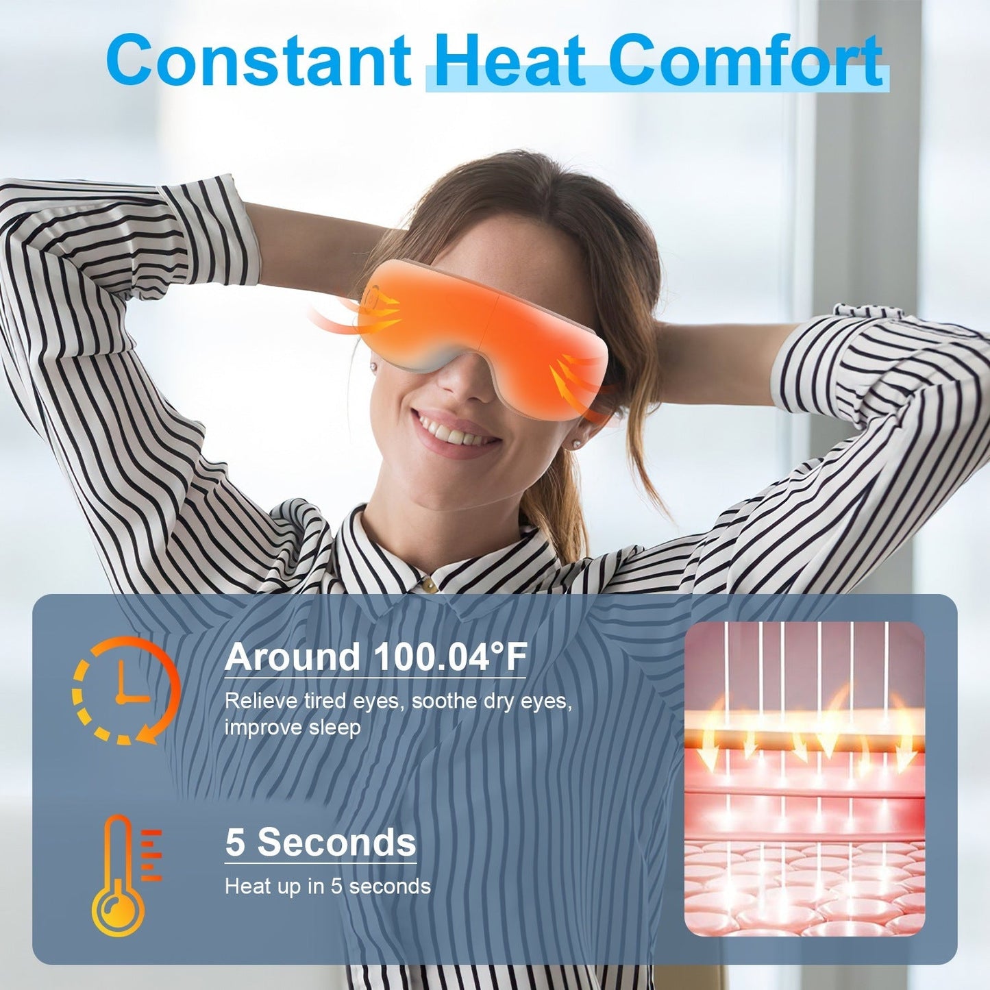 1Pc Eye Massager With Heat Music Air Pressure Vibration Massage Rechargeable For Men Women Elders Wireless Eye Mask 8998454853852-1