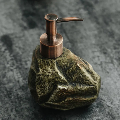 Volcanic Stone Soap Dispenser With Matte Bronze Pump 11647634407692-1