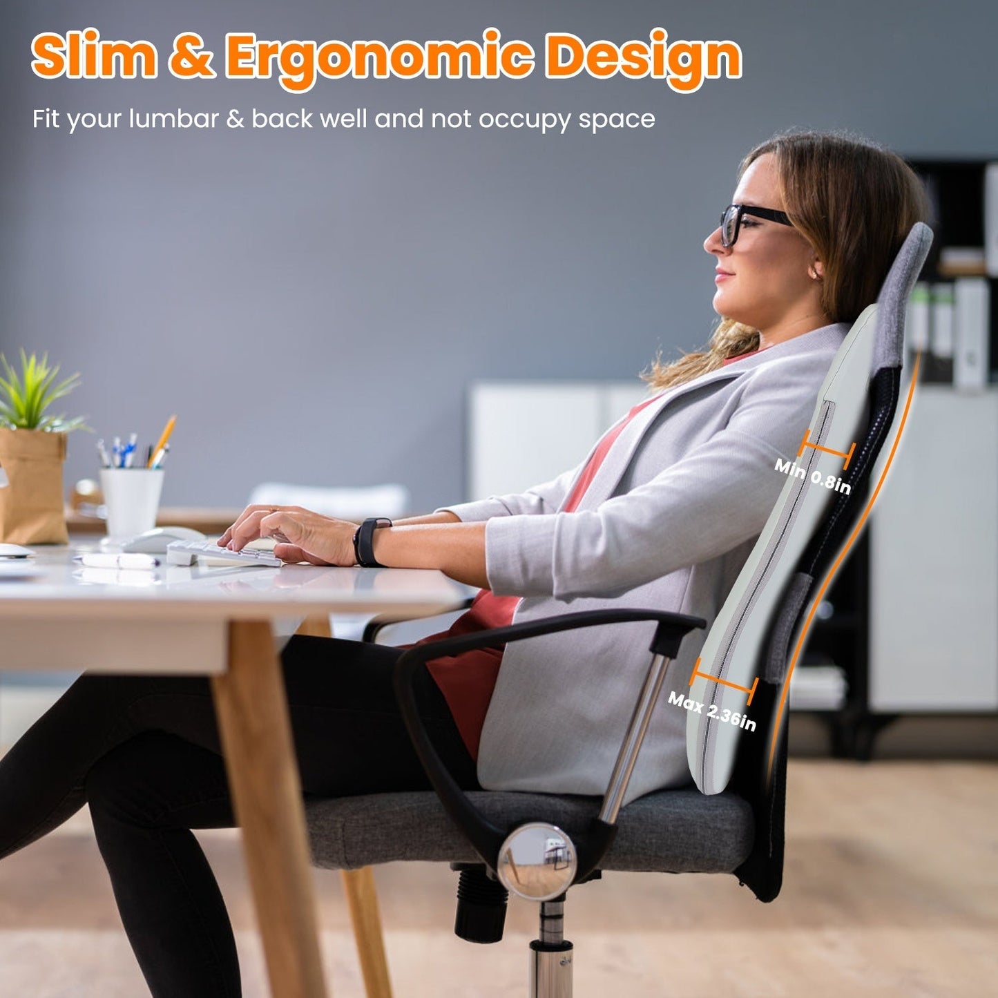 1 Set  Shiatsu Back Massager 3D Deep Tissue Kneading Massage Pillow Cordless USB Rechargeable With 3 Massaging Modes 2 Heating Levels 10Mins Auto-Off For Back Shoulder Waist Lumbar No Chair 9016324522204-1