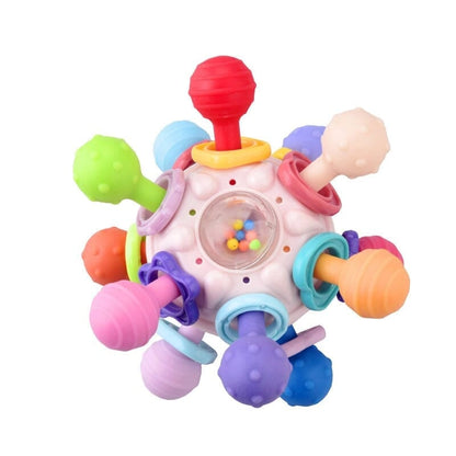 Baby Sensory Teething Rattle Toy With Safe Silicone Multi Texture Design 14975344083270-1