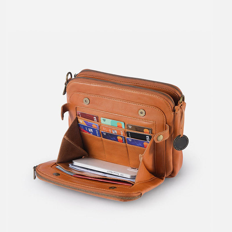 Three-Layer Leather Crossbody Shoulder & Clutch Bag 8490856546606-1