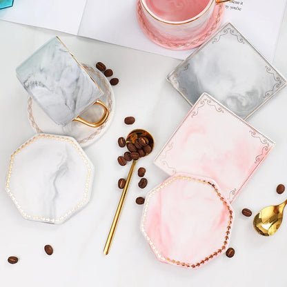 Golden Edge Marble Ceramic Coasters 14815669813574-1