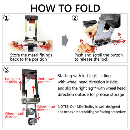 Stainless Steel Folding Luggage Trolley Travel Mini Shopping Trolley with Two Wheels 8657755668761-1