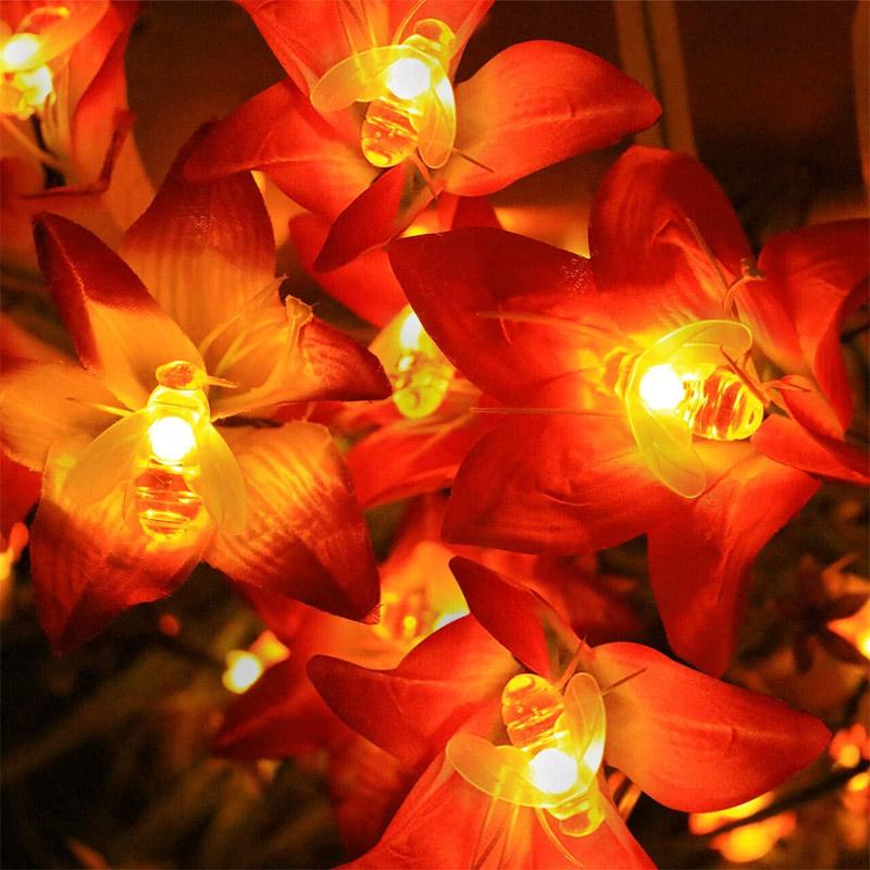 Solar-Powered LED Bee String Lights 6851426287716-1