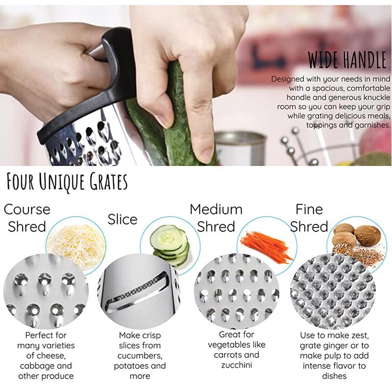 Professional Stainless Steel Box Grater For Cheese Vegetables And Fruits 6851422290020-1
