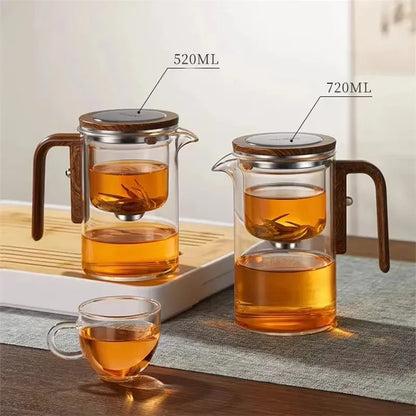 Glass Teapot with Wooden Handle for Elegant Brewing and Serving 15089480761670-1