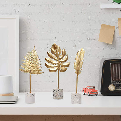 Metal Leaf Sculpture Ornament For Elegant Modern Home Table Decoration 6850551677028-1
