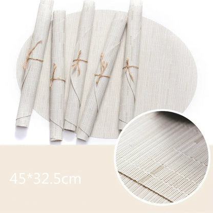 Eco-Friendly Bamboo Oval Table Placemats Heat-Resistant Washable Dining Mats 14815677579590-1
