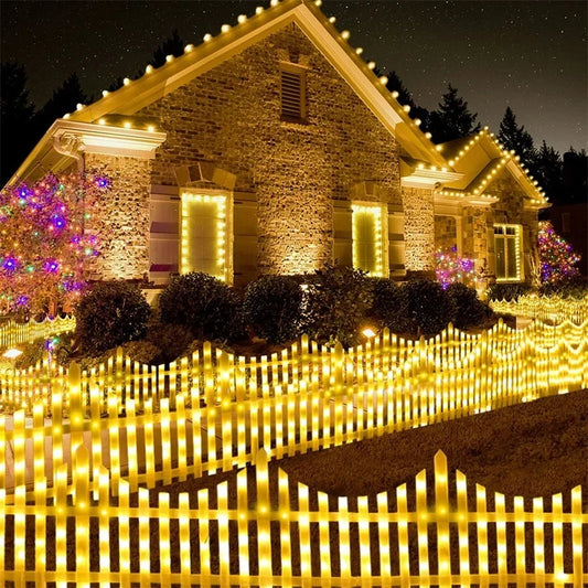 5 Pack Wave-Shaped Solar LED Lighted Garden Fence 9582323859758-1