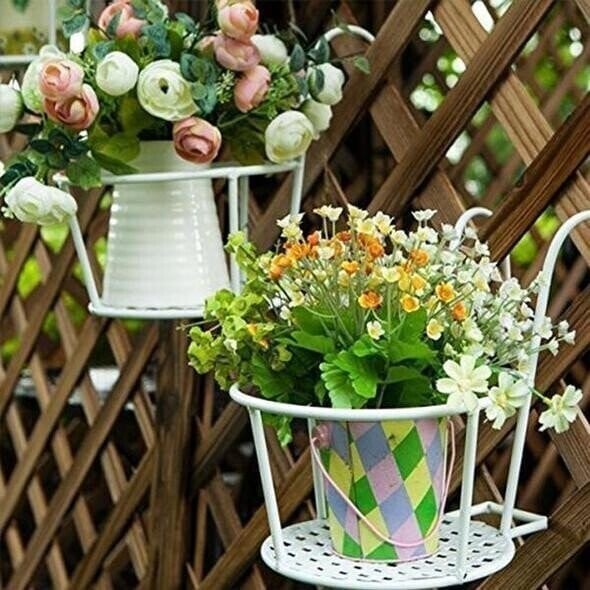 Metal Hanging Flower Pot Stand Balcony Rail Garden Plant Holder 9774297612590-1