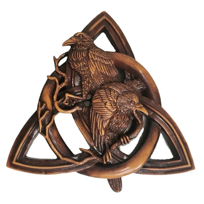 Nordic Runic Wood Wall Raven Decor Norse Mythology Plaque 8496127181102-1