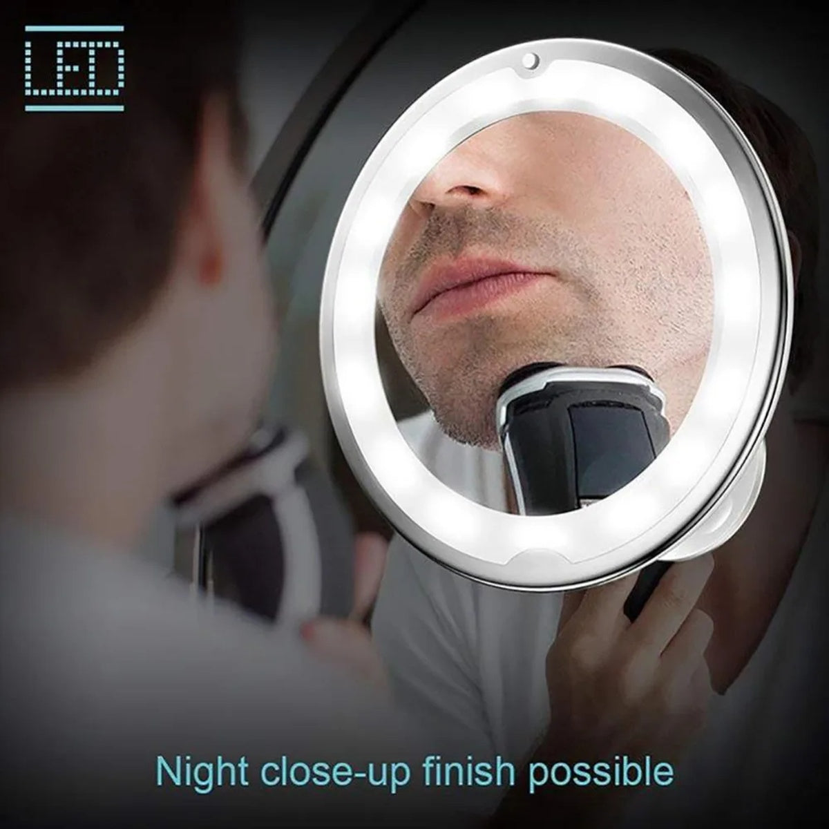 Flexible Gooseneck Makeup Mirror - 10X Magnifying Vanity Mirror with Suction Cup, 360 Degree Swivel, Daylight, Battery Operated, Cordless & Travel Mirror