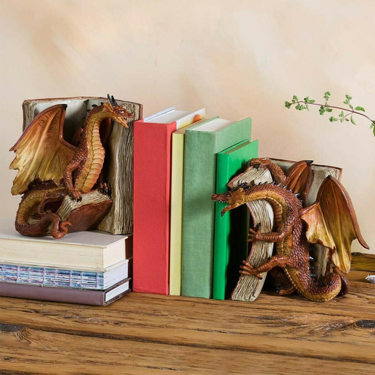 Medieval Dragon Resin Bookends Gothic Fantasy Decorative Bookshelf Home Ornament 10043844919598-1
