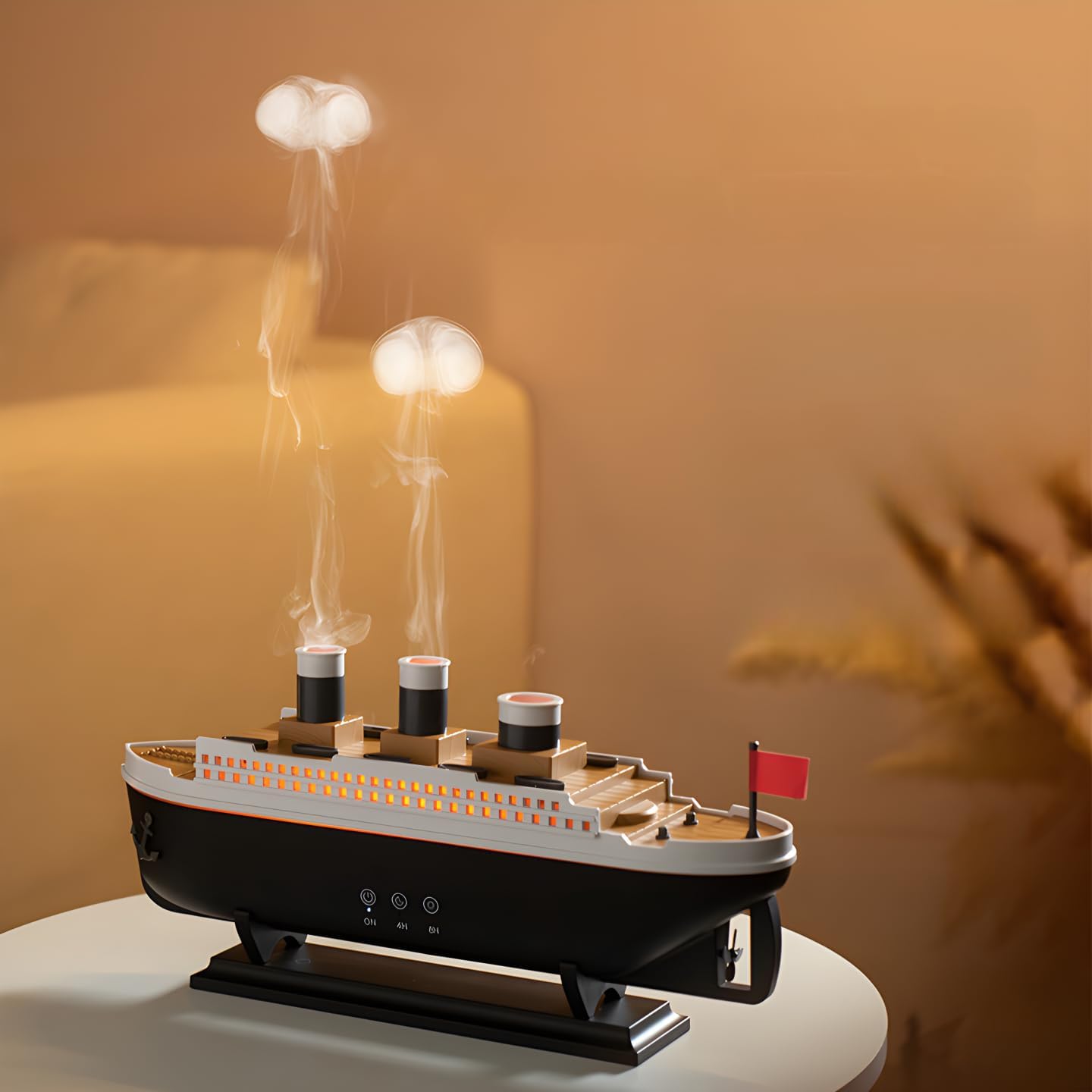 Boat Humidifier Jellyfish Mist Dual Modes Ambient Lights Timer 8591612084381-1