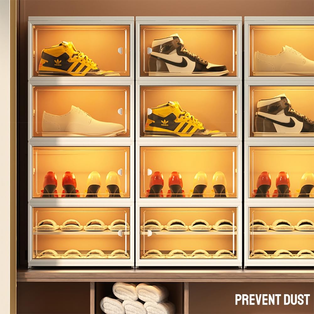 Stackable Clear Storage Organizer For Shoes Closet Neat Home Arrangement 8518580633757-1