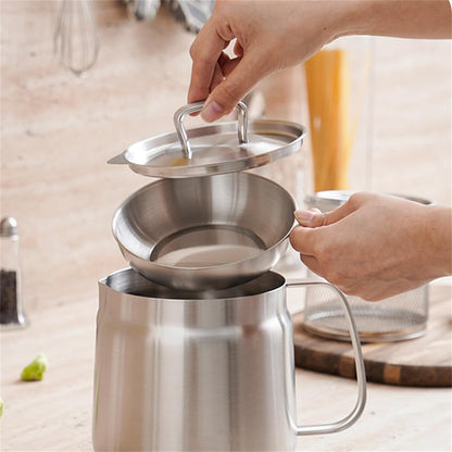 Stainless Steel Oil Filter Pot Grease Container Mesh Strainer 8449699086493-1