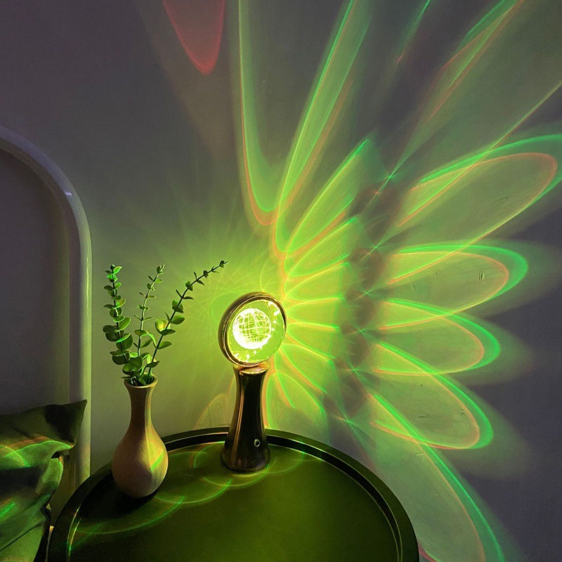 3D Crystal Globe Rotating Night Light RGB Charging Modern Simple Projection Atmosphere Light 9687195189550-1