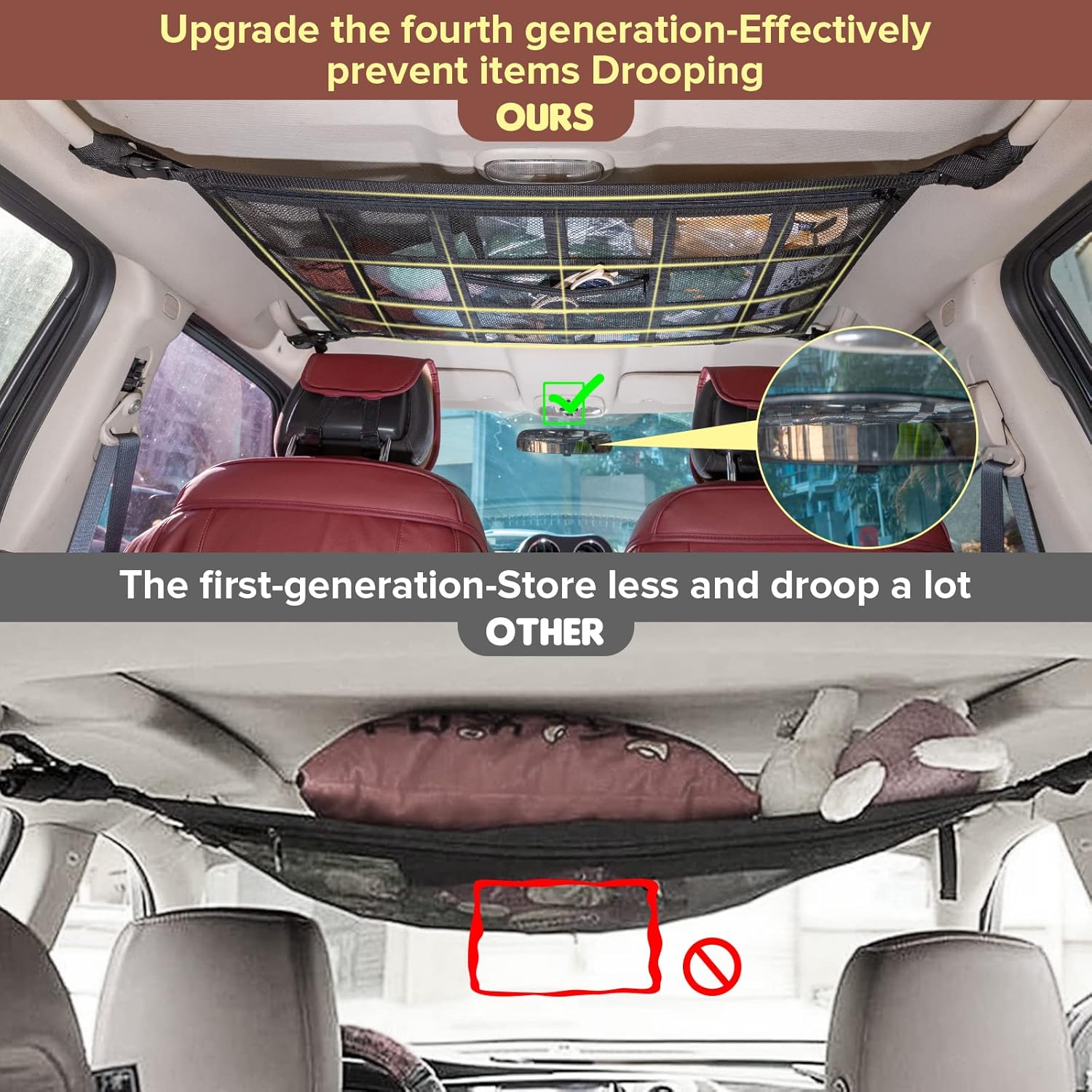 Upgrade Car Ceiling Cargo Net Pocket 10056776450350-1