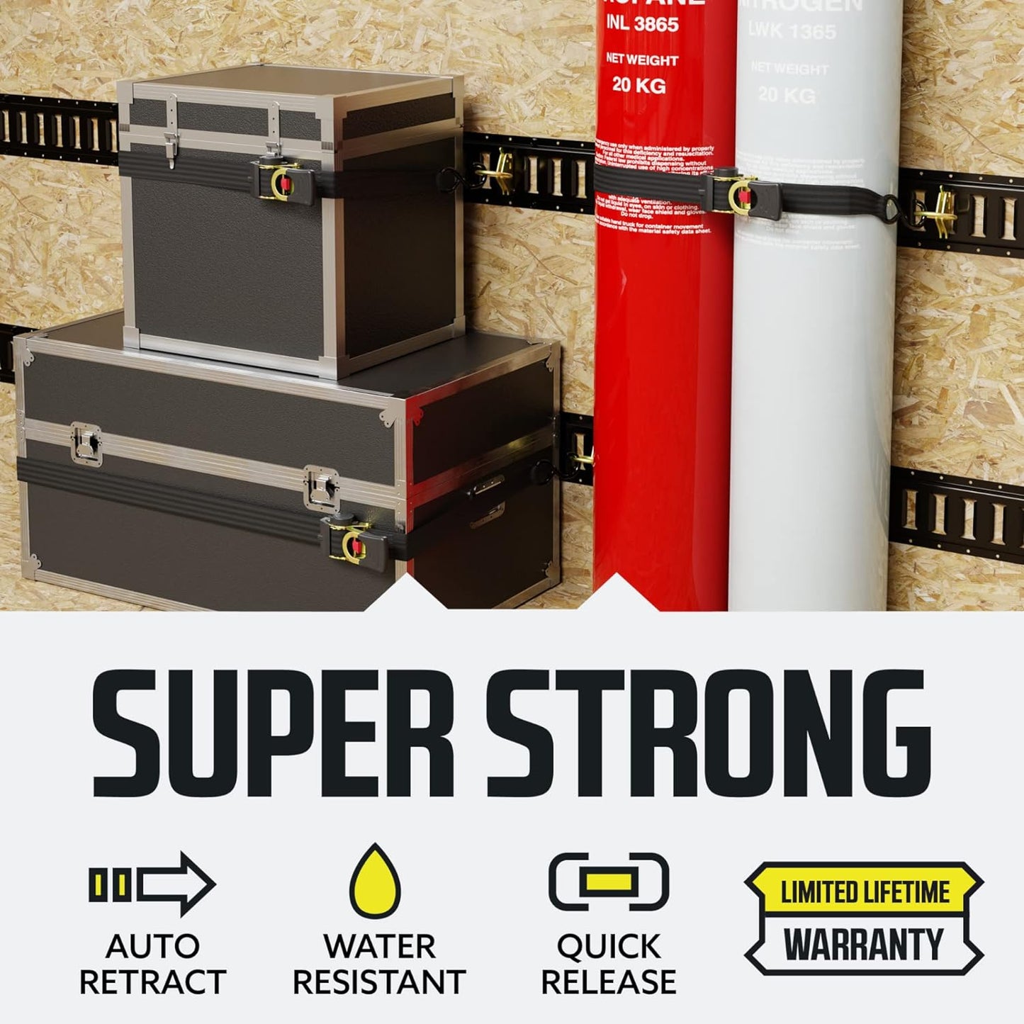 Retractable Ratchet Tie Down Strap With Sturdy Hooks Heavy Duty 9529868976430-1