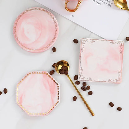 Golden Edge Marble Ceramic Coasters 14815669813574-1