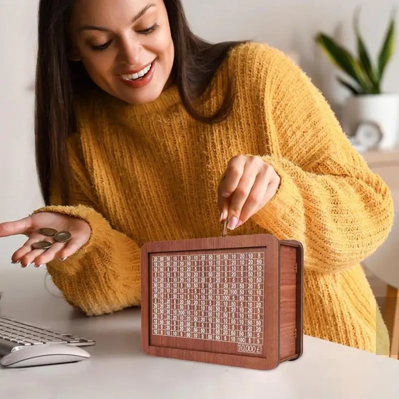 Wooden Savings Box for Smart Money Tracking and Daily Motivation 15089492656454-1