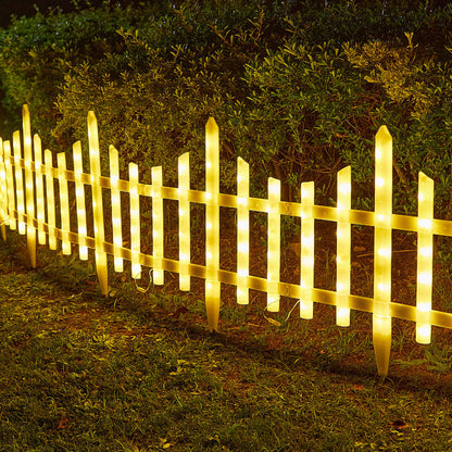 5 Pack Wave-Shaped Solar LED Lighted Garden Fence 9582323859758-1